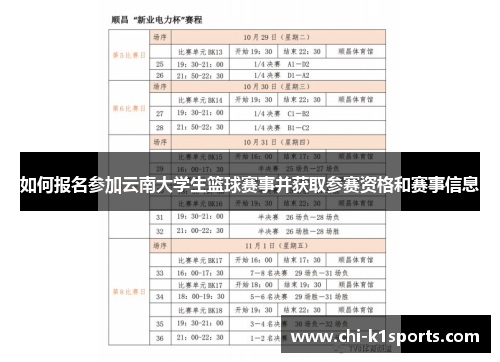 如何报名参加云南大学生篮球赛事并获取参赛资格和赛事信息