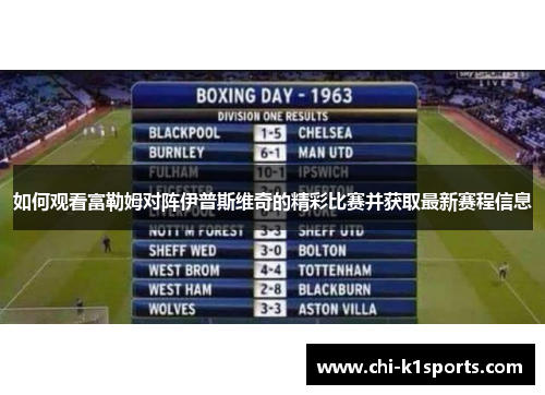 如何观看富勒姆对阵伊普斯维奇的精彩比赛并获取最新赛程信息